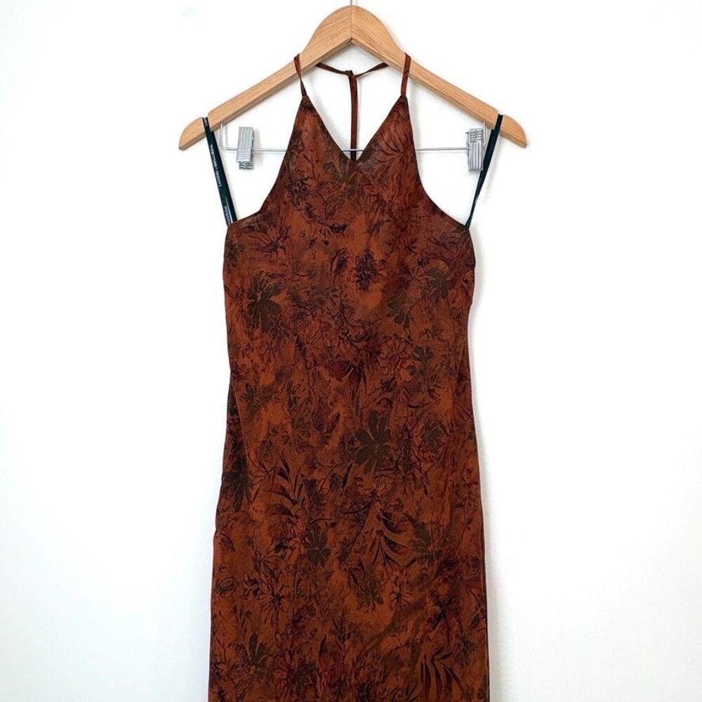 Vintage Laundry by Shelli Segal Rust Brown Floral Maxi Dress Sz 6 Dark Romantic - Picture 3 of 12